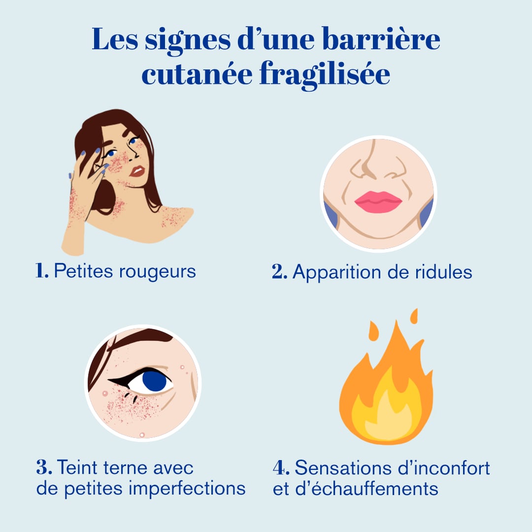 Infographie, signes d'une barrière cutanée fragilisée
